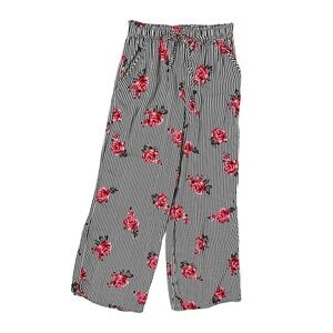 Joe B Black and White Floral Wide Leg Pants